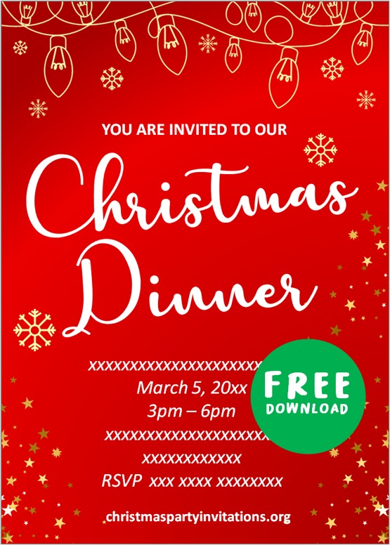 Free Printable Christmas Dinner Party Invitations Templates Christmas