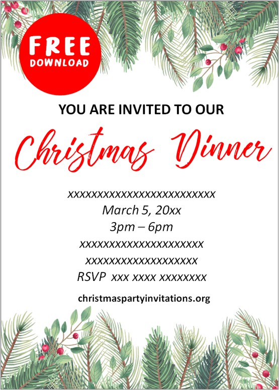 Christmas Dinner Invitation Template Free Download