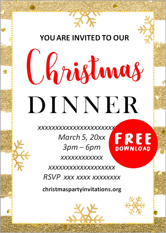 Christmas Dinner Invitation Templates Free Printable