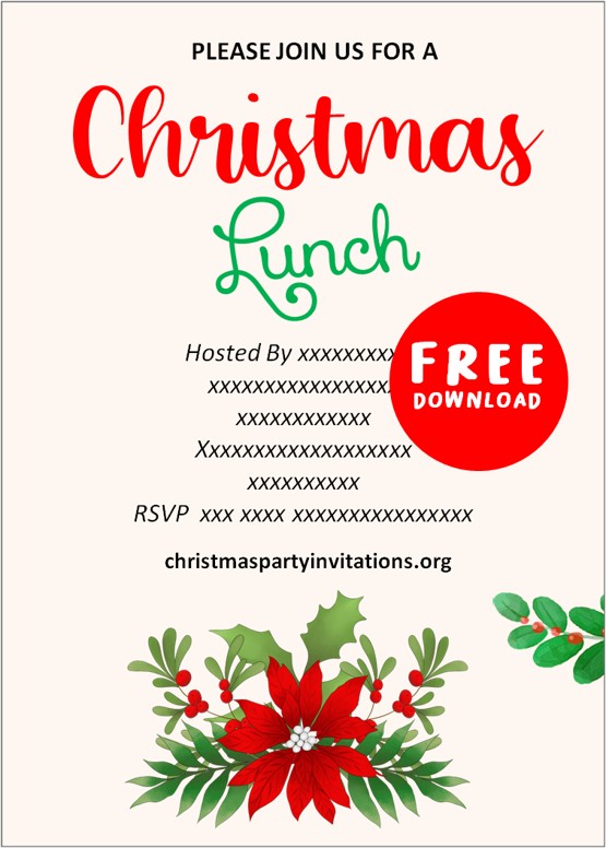 Free Christmas Lunch Invitation Template Word