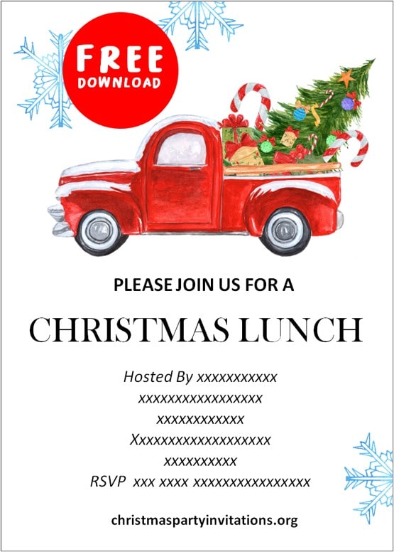 Free Printable Christmas Luncheon Invitations Templates 2020