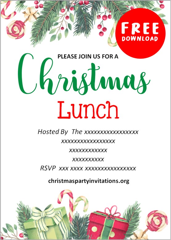 Free Printable Christmas Luncheon Invitations Templates Christmas
