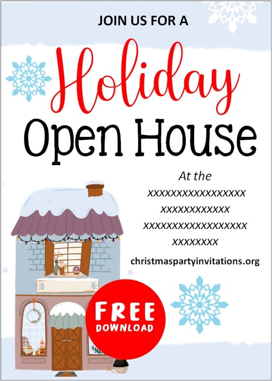 Free Printable Christmas Open House Invitations Templates 