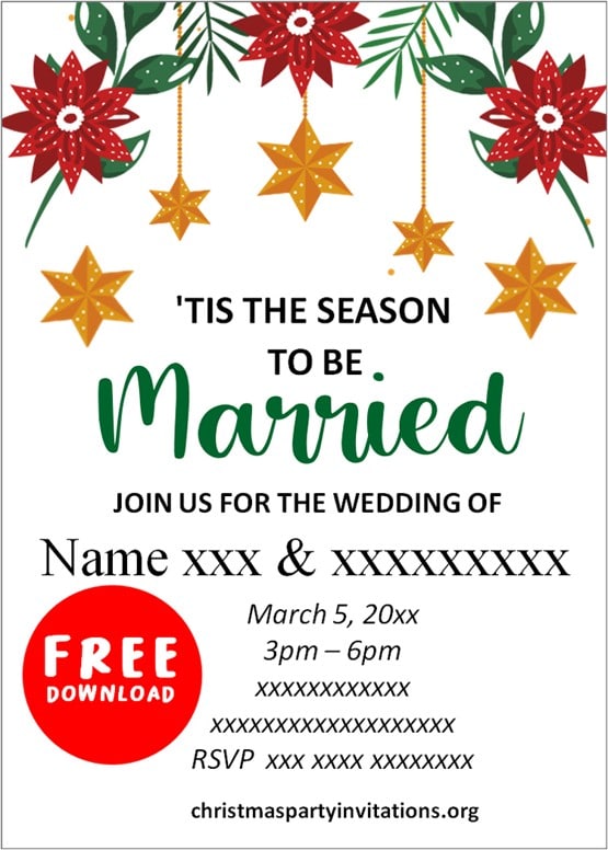 Free Printable Christmas Wedding Invitations Templates 