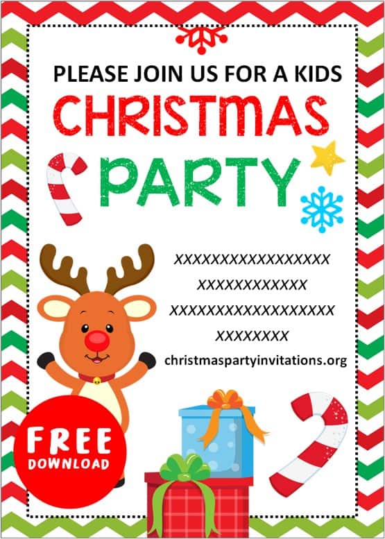 Free Printable Kids Christmas Party Invitations Templates 2020