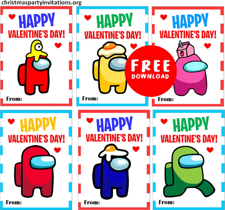 Among Us valentine day free printable cards