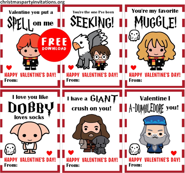 Harry Potter Valentines Card Template for Kids