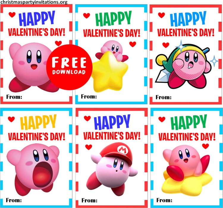 Kirby Game Printable Valentine's Day Favor Tag