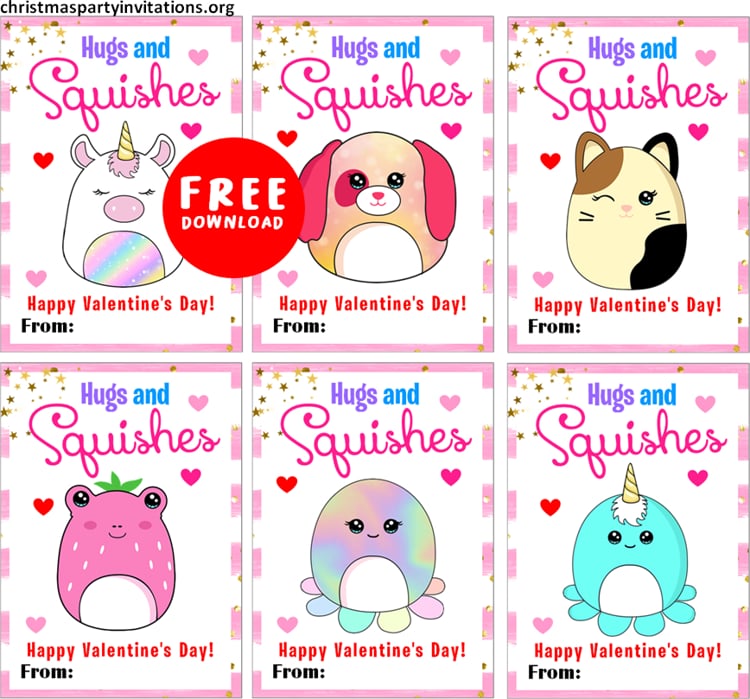 squishies mallow Printable Valentines Day Card Kids