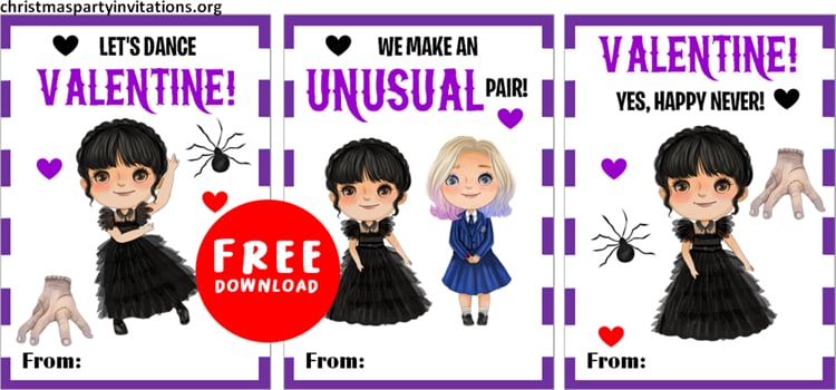 Wednesday Addams Class Valentine's Day Cards