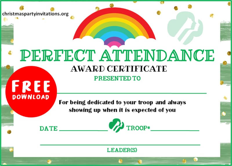 Girl Scout Perfect Attendance Certificate