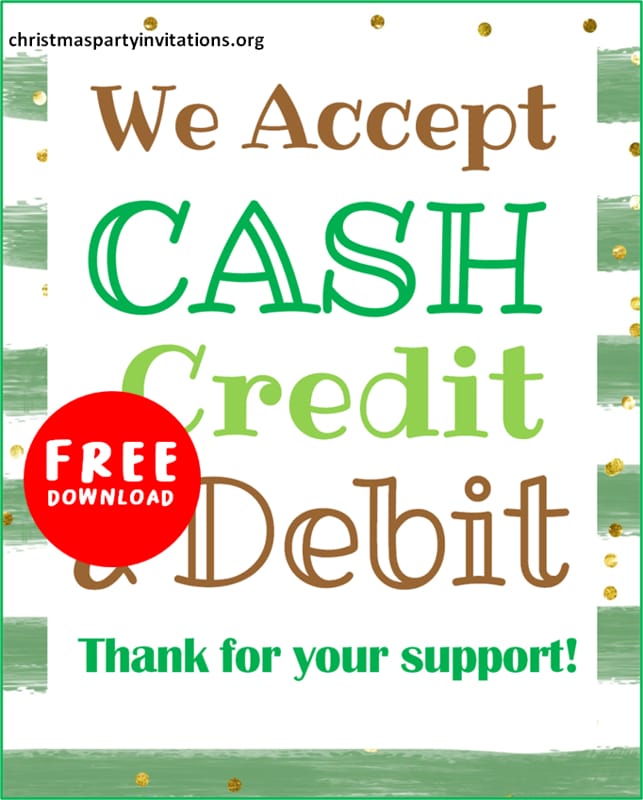 Printable Cookie Booth Payment Sale Sign