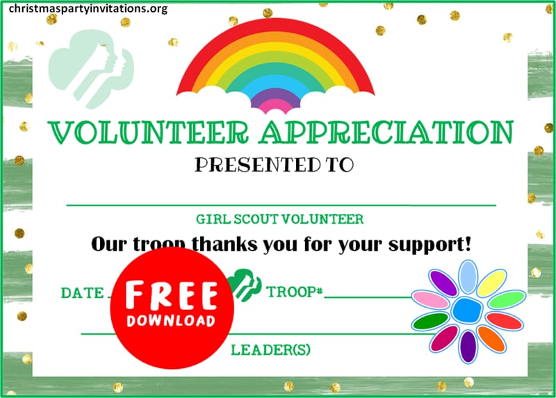 Printable Girl Scout Volunteer Certificate