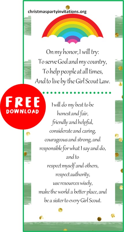 Girl Scout Promise pdf free printable