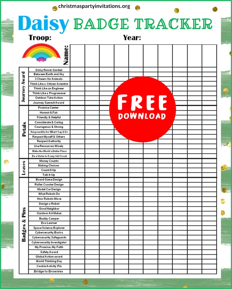 Printable Daisy Troop Badge Tracker