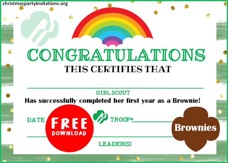 Printable Girl Scout Brownies Certificate