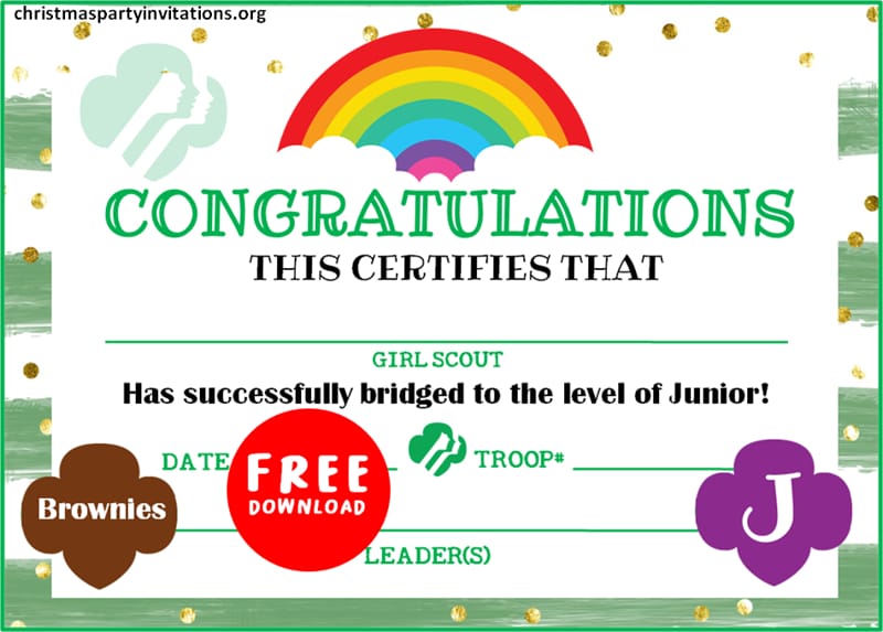Printable Girl Scout Bridging Certificate
