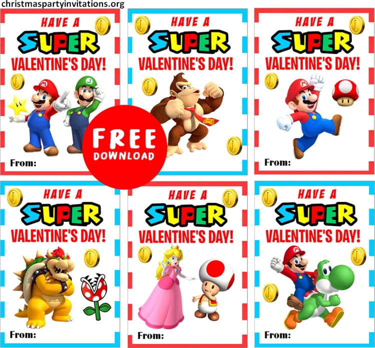 mario bros valentine cards