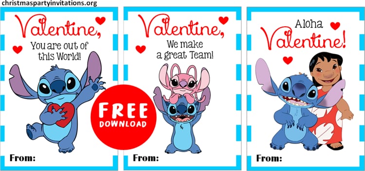 stitch valentine's day cards for school
