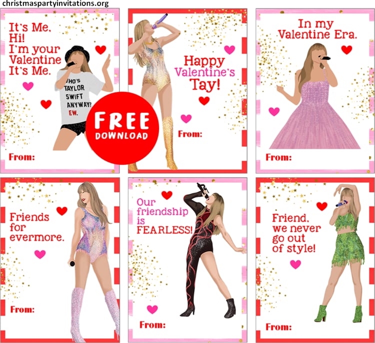 Taylor Swift Valentine Cards for school