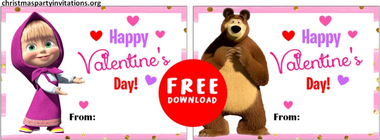 masha and the bear valentines day tags