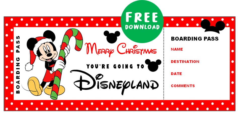 christmas disneyland ticket free printable